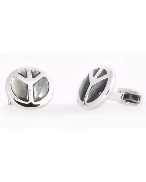 Misaki Запонки с перламутром Peace QCUGPEACEBL