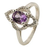 Женское серебряное кольцо с аметистом и куб.циркониями (0269108), фотографии