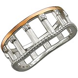 Женское серебряное кольцо с куб. циркониями в позолоте, 1639491