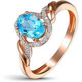 Женское золотое кольцо с бриллиантами и топазом, 1639747