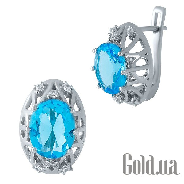 

Серьги Fresh Jewelry, Серебряные серьги с синт. аквамаринами и куб. циркониями
