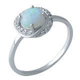 Женское серебряное кольцо с опалом и куб. циркониями, 1700419
