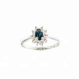 Женское серебряное кольцо с сапфиром и куб. циркониями, 1716803