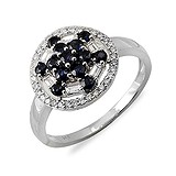 Женское золотое кольцо с бриллиантами и сапфирами, 019779