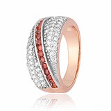 Женское серебряное кольцо с куб. циркониями в позолоте, 282435