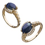 Женское золотое кольцо с бриллиантами и сапфиром, 1538116