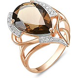 Женское золотое кольцо с раухтопазом и куб. циркониями, 1554500