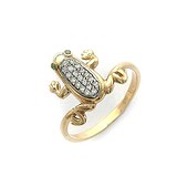 Женское золотое кольцо с куб. циркониями и синт. шпинелями, 1616964