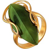 Женское серебряное кольцо с нефритом в позолоте, 1618500