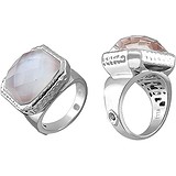 Женское серебряное кольцо с кристаллами Swarovski, перламутром и синт. рубином, 1637700