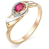 Женское золотое кольцо с бриллиантами и рубином, 1649732