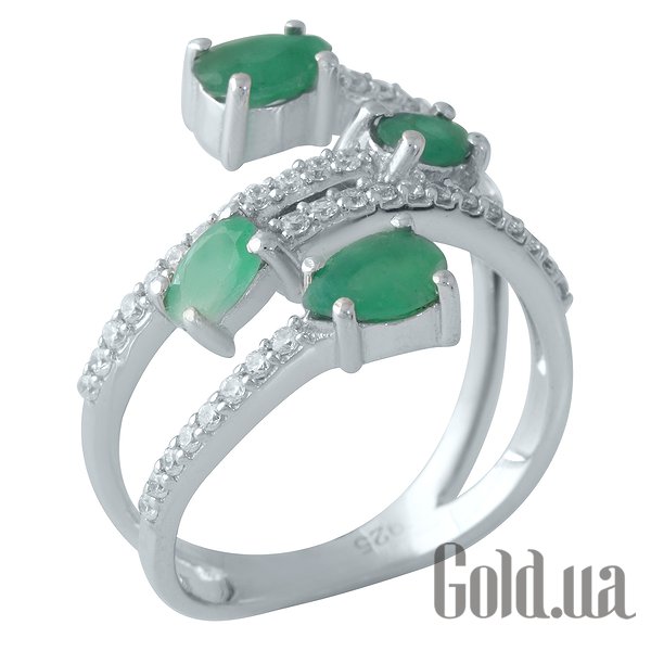 

Женские кольца Fresh Jewelry, Женское серебряное кольцо с изумрудами и куб. циркониями, 18.5