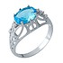 Женское серебряное кольцо с синт. аквамарином и куб. циркониями - фото 1