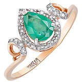 Женское золотое кольцо с бриллиантами и изумрудом, 1704260