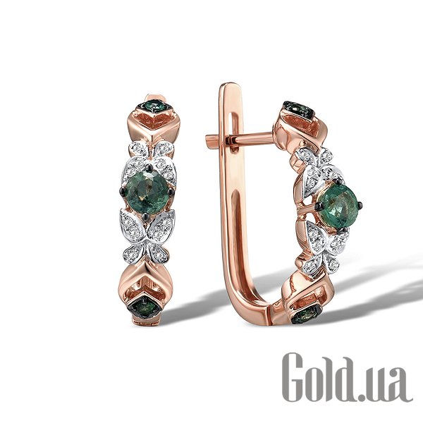 

Серьги Lurie Jewelry, Золотые серьги с бриллиантами и изумрудами