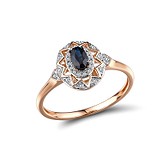 Женское золотое кольцо с бриллиантами и сапфиром, 1719108