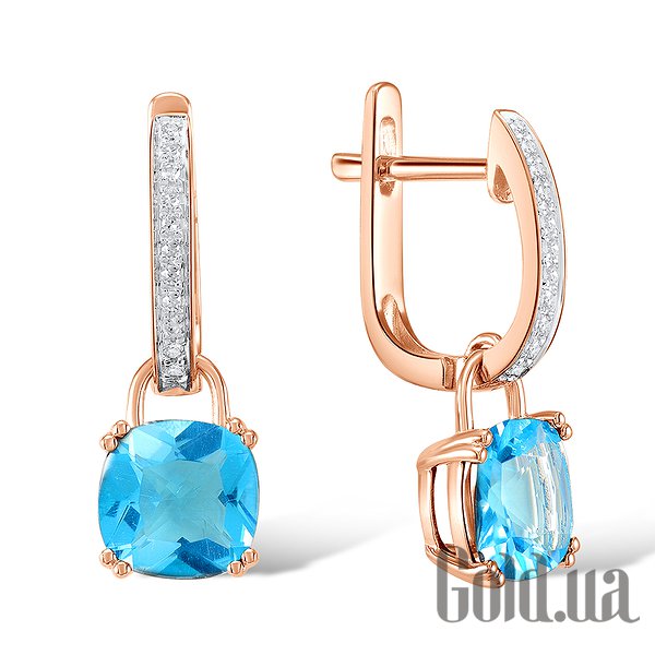 

Серьги с подвесками Lurie Jewelry, Золотые серьги с бриллиантами и топазами