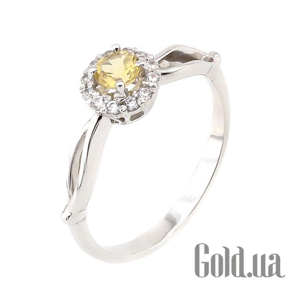 

Кольцо Украина, Женское золотое кольцо с цитрином и куб. циркониями, 16.5