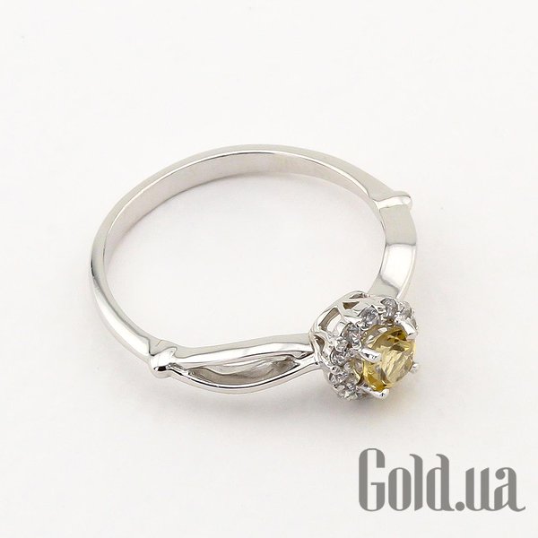 

Кольцо Украина, Женское золотое кольцо с цитрином и куб. циркониями, 16.5