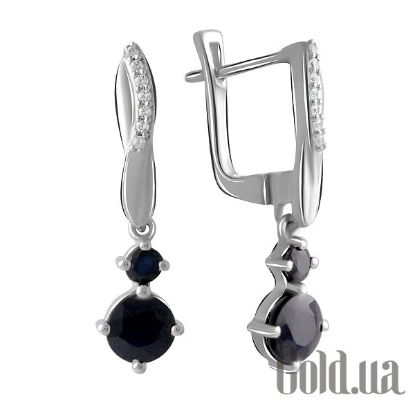 

Серьги с подвесками Fresh Jewelry, Серебряные серьги с куб. циркониями и сапфирами