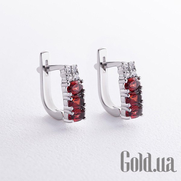 

Серьги Украина, Серебряные серьги с куб. циркониями и пиропами