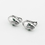 Серебряные серьги с куб. циркониями и малахитами, 1800772