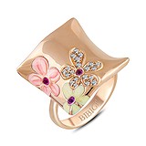 Bibigi Женское золотое кольцо с бриллиантами, эмалью и сапфирами, 002116