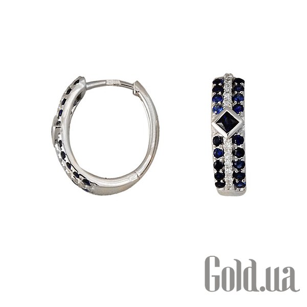 

Серьги-кольца Lurie Jewelry, Золотые серьги с бриллиантами и сапфирами