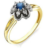 Женское золотое кольцо с бриллиантами и сапфиром, 1621829