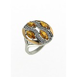 Женское серебряное кольцо с куб. циркониями и вставками из золота, 1648709