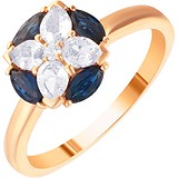 Женское золотое кольцо с сапфирами, топазами и бриллиантом, 1686085