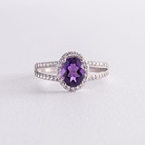 Серебряные серьги с куб. циркониями и аметистами, 1796677