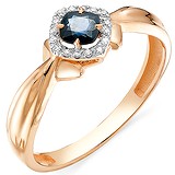 Женское золотое кольцо с бриллиантами и сапфиром, 1555782
