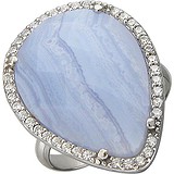 Женское серебряное кольцо с куб. циркониями и агатом, 1618758
