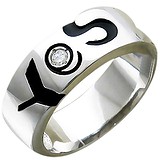 Мужское серебряное кольцо с куб. цирконием и эмалью, 1629254