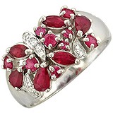 Женское золотое кольцо с бриллиантами и рубинами, 1712198
