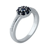 Женское серебряное кольцо с сапфирами и куб. циркониями, 1720902