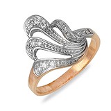 Женское золотое кольцо с куб. циркониями, 029254