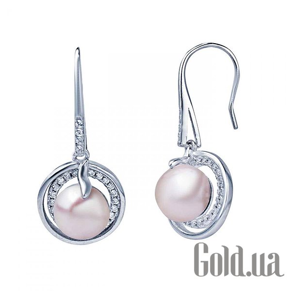 

Серьги с подвесками Lurie Jewelry, Серебряные серьги с куб. циркониями и жемчугом