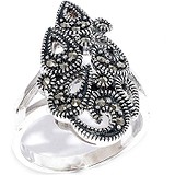 Silver Wings Женское серебряное кольцо с марказитами, 1617479