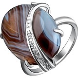 Женское серебряное кольцо с кварцем и куб. циркониями, 1619015