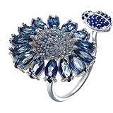 Женское серебряное кольцо с куб. циркониями и кварцами, 1625671