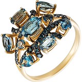 Женское золотое кольцо с бриллиантами и топазами, 1645127