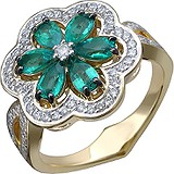 Женское золотое кольцо с бриллиантами и изумрудами, 1666887