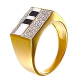 Мужское золотое кольцо с агатами, ониксами и бриллиантами, 1685319