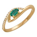 Женское золотое кольцо  с изумрудом и бриллиантами, 1691719