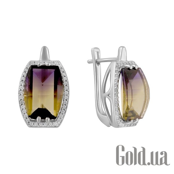 

Серьги Fresh Jewelry, Серебряные серьги с куб. циркониями и синт. аметринами
