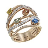 Bibigi Женское золотое кольцо с бриллиантами и сапфирами