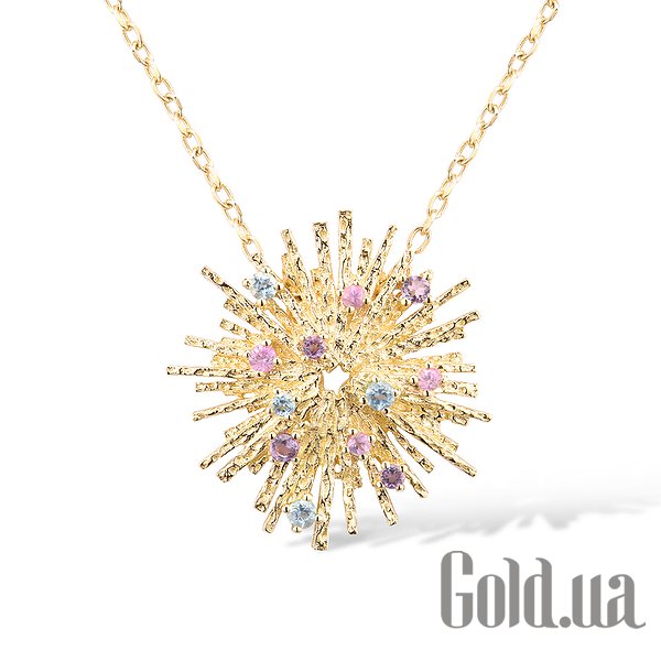 

Женский кулон Lurie Jewelry, Золотой кулон с аметистами, сапфирами и топазами