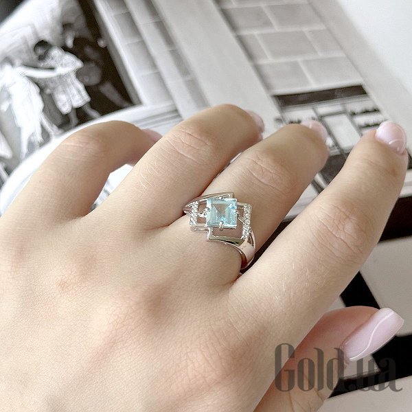 Каблучка Fresh Jewelry Жіноча срібна каблучка з куб. цирконіями та топазом, 17